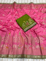 Dola SIlk Peacock Meenakari Weaving Banarasi Saree