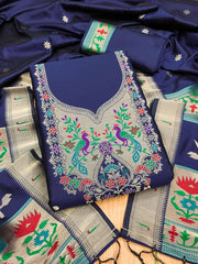 AE-004 – Soft Silk Unstitched Paithani Suits