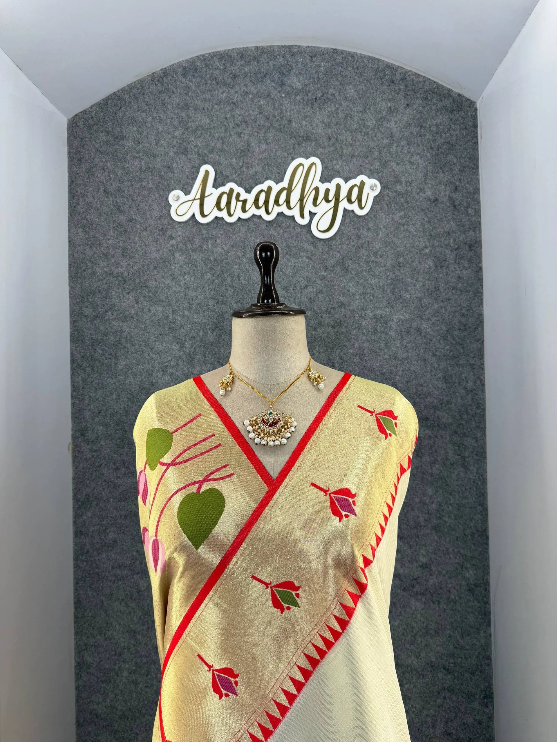 Soft Kanchipuram Tissue Paithani Lotus Silk Saree