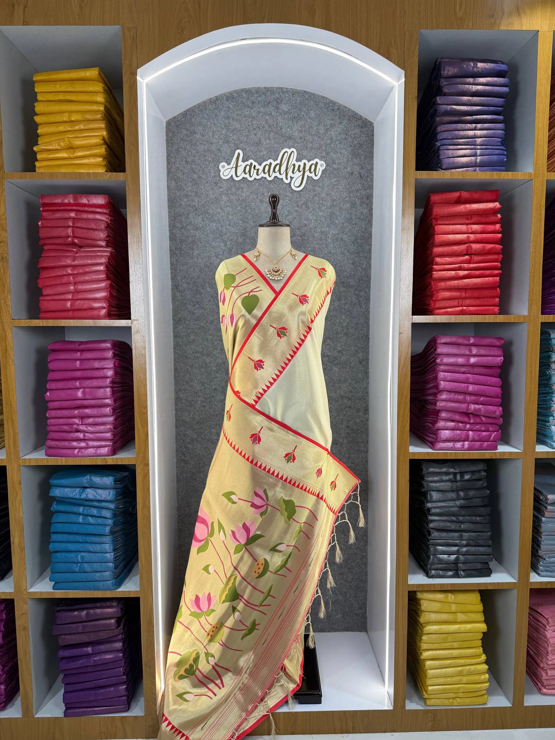 Soft Kanchipuram Tissue Paithani Lotus Silk Saree