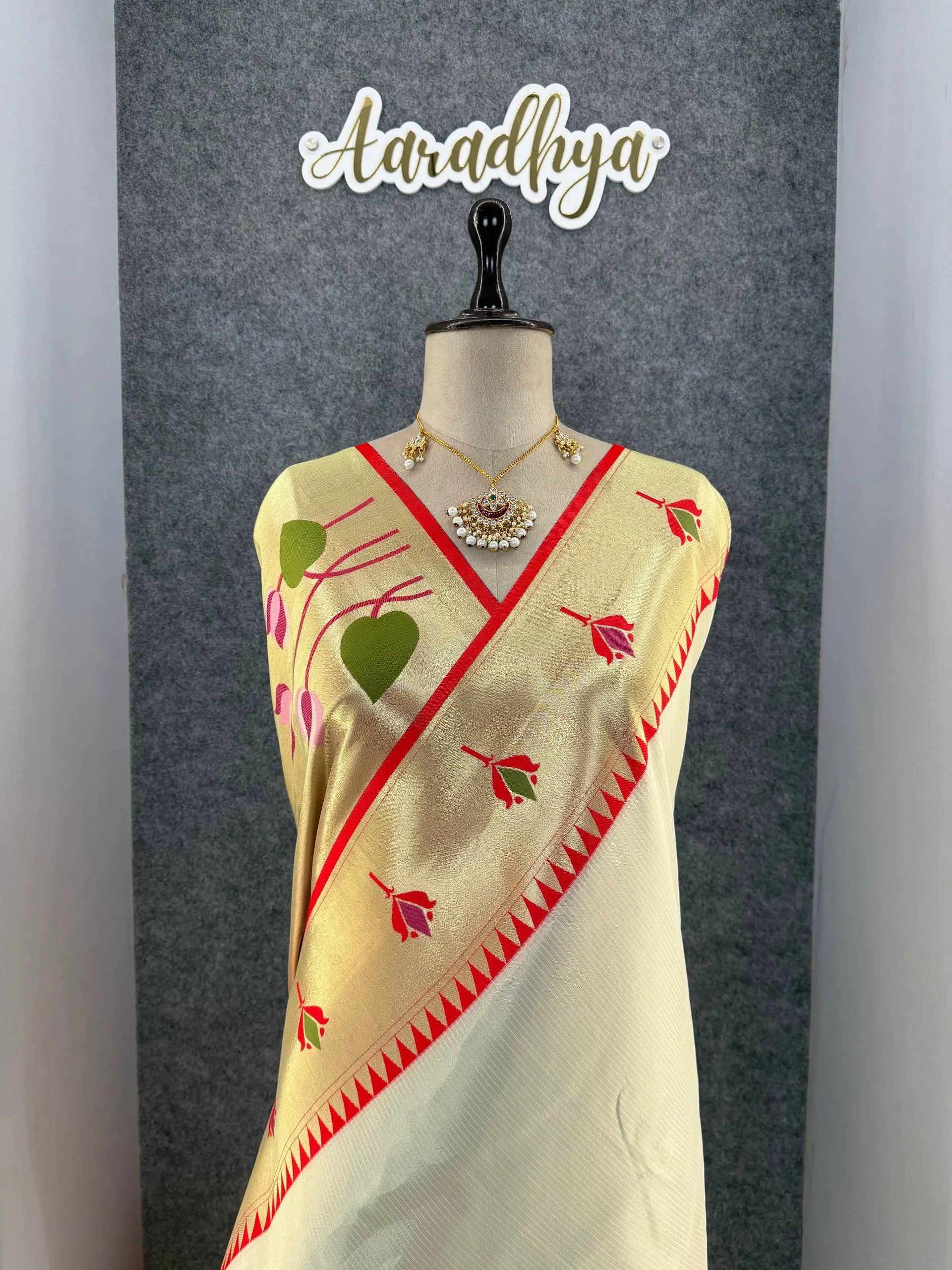 Soft Kanchipuram Tissue Paithani Lotus Silk Saree