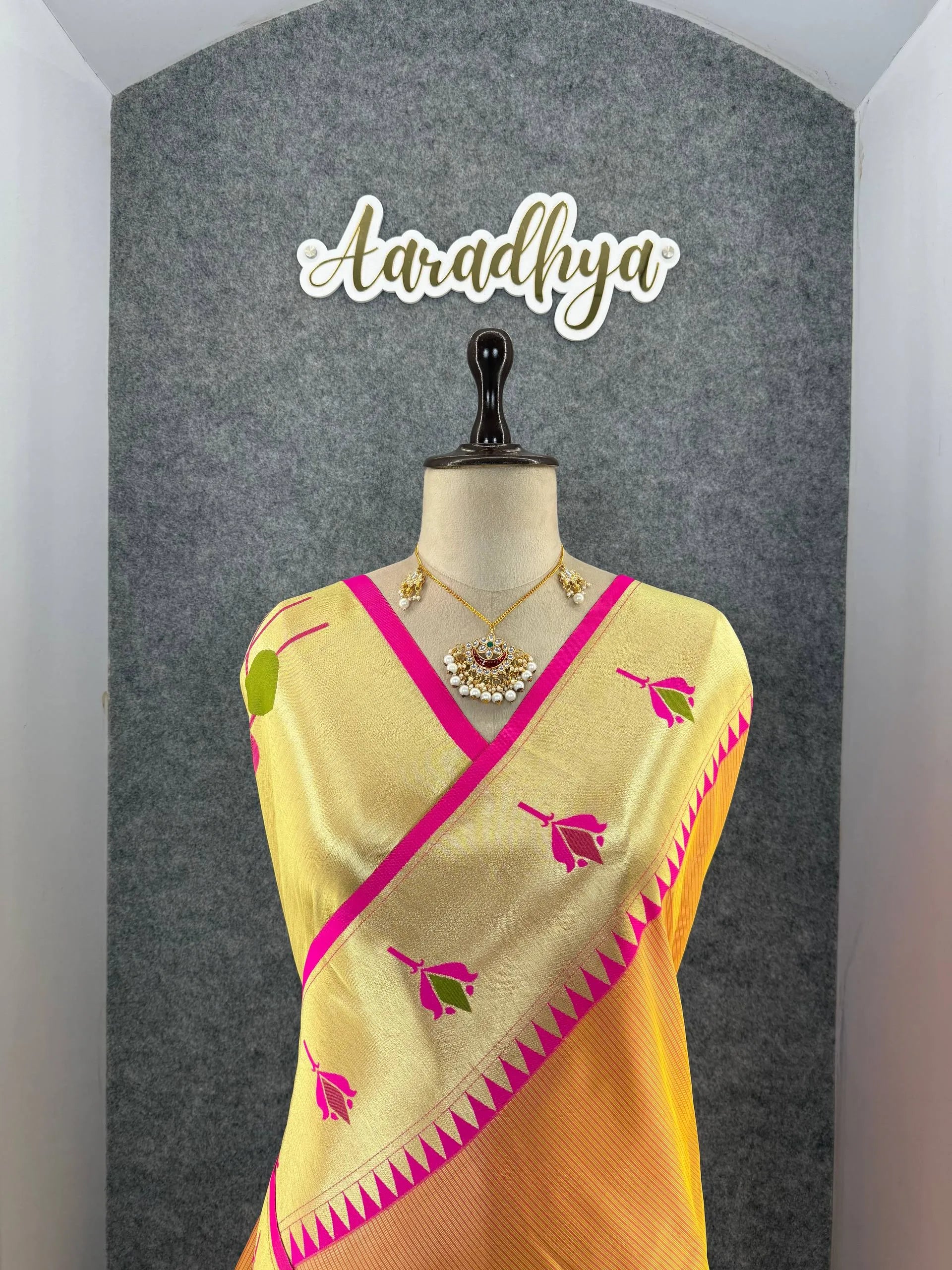 Soft Kanchipuram Tissue Paithani Lotus Silk Saree