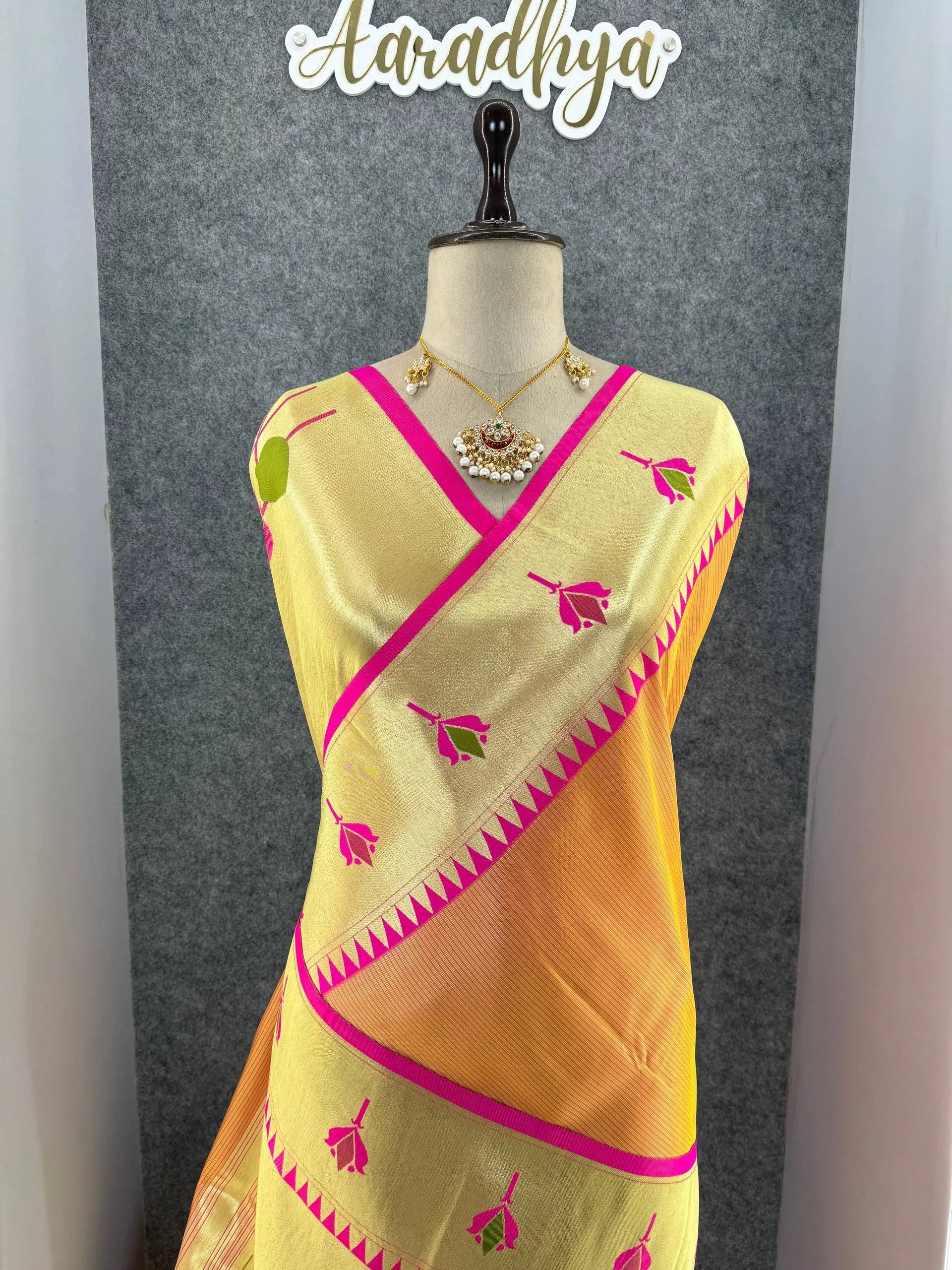 Soft Kanchipuram Tissue Paithani Lotus Silk Saree