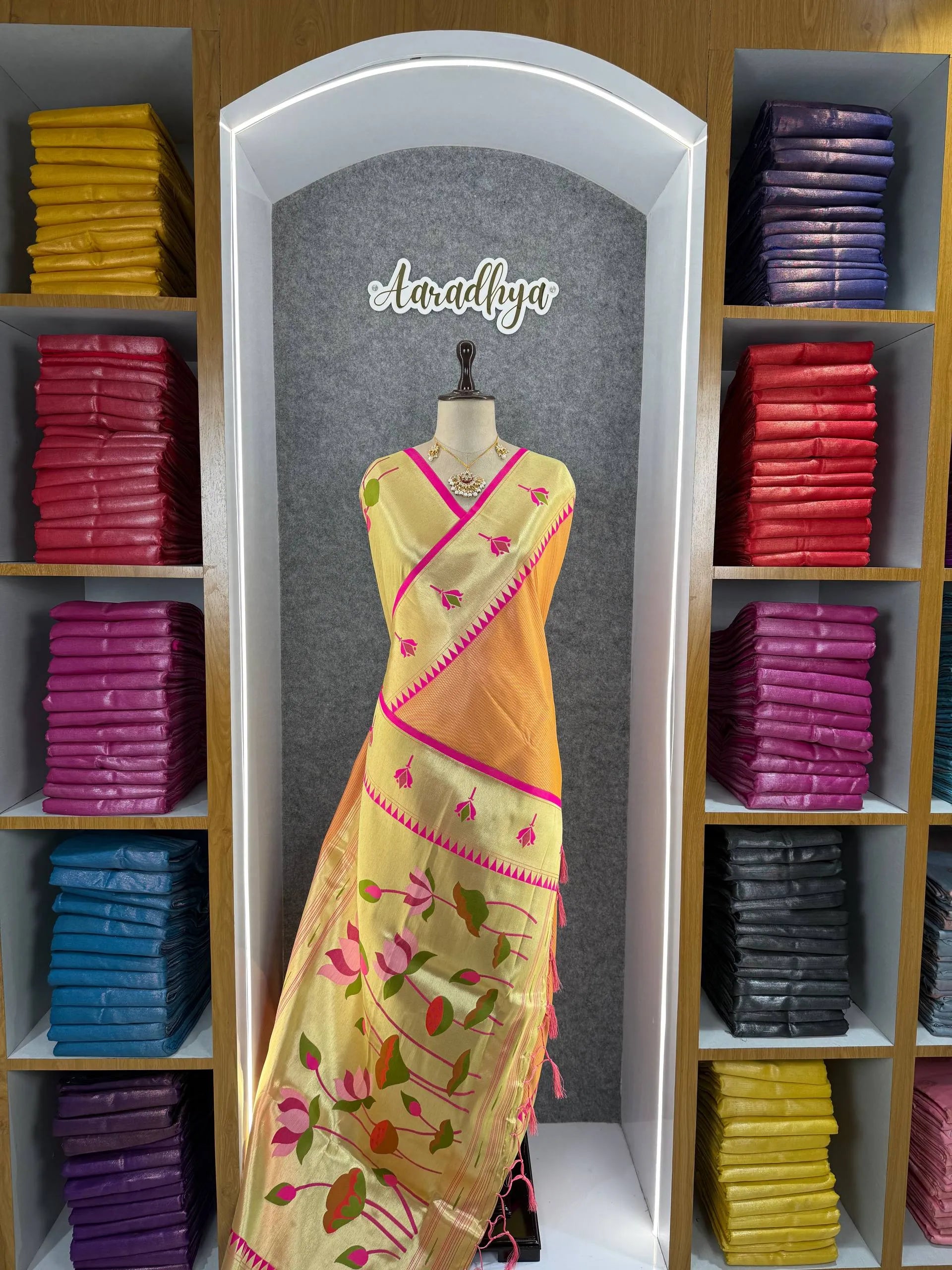 Soft Kanchipuram Tissue Paithani Lotus Silk Saree