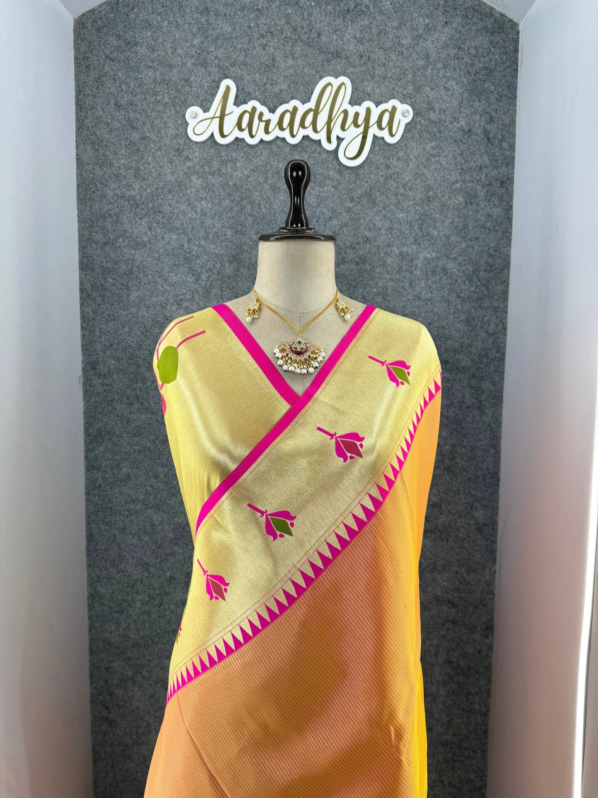 Soft Kanchipuram Tissue Paithani Lotus Silk Saree