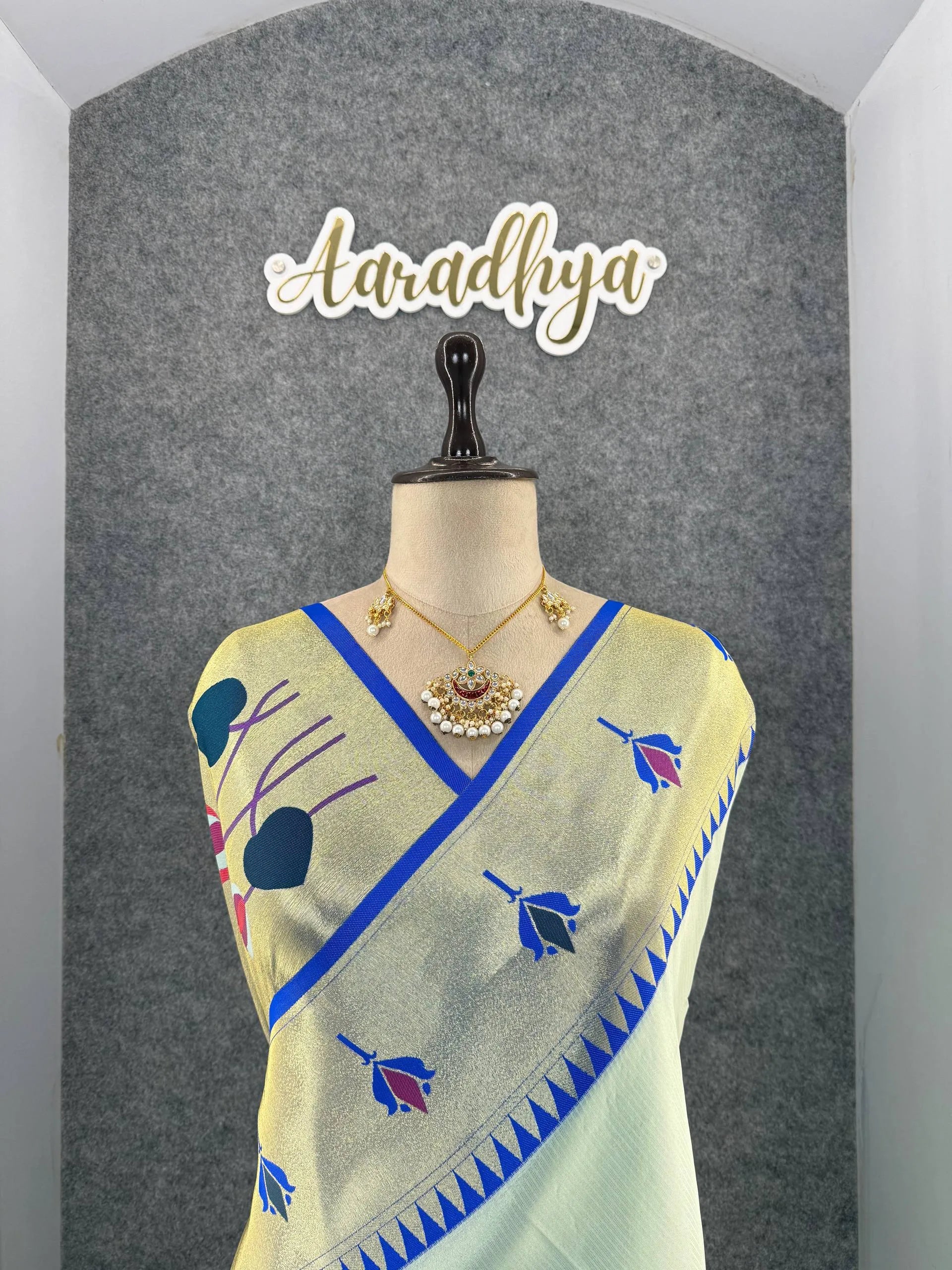 Soft Kanchipuram Tissue Paithani Lotus Silk Saree