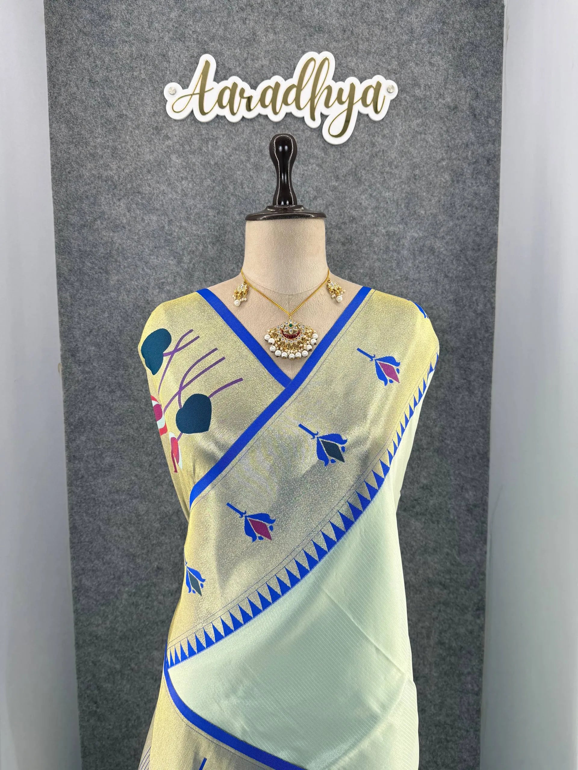 Soft Kanchipuram Tissue Paithani Lotus Silk Saree