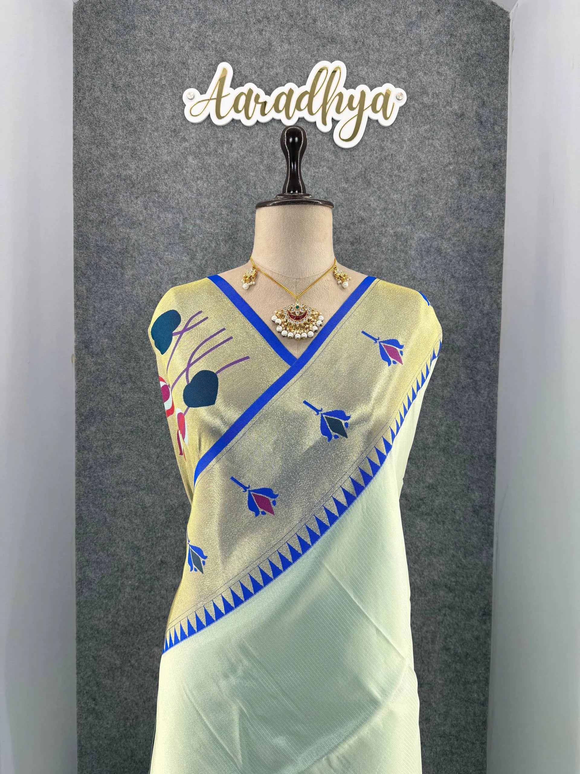 Soft Kanchipuram Tissue Paithani Lotus Silk Saree