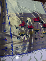 Soft Kanchipuram Tissue Silk Lotus Paithani Saree