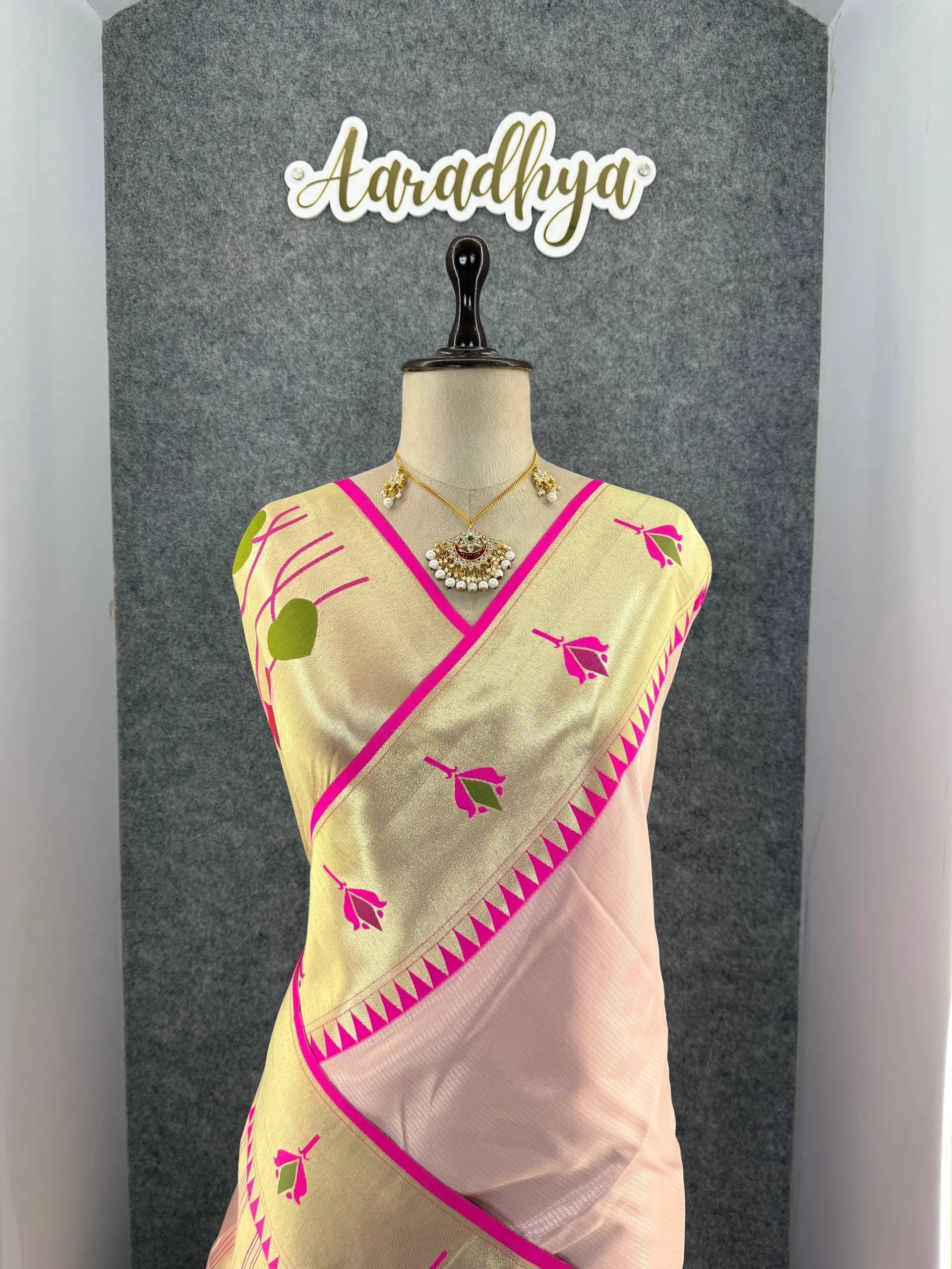 Soft Kanchipuram Tissue Paithani Lotus Silk Saree