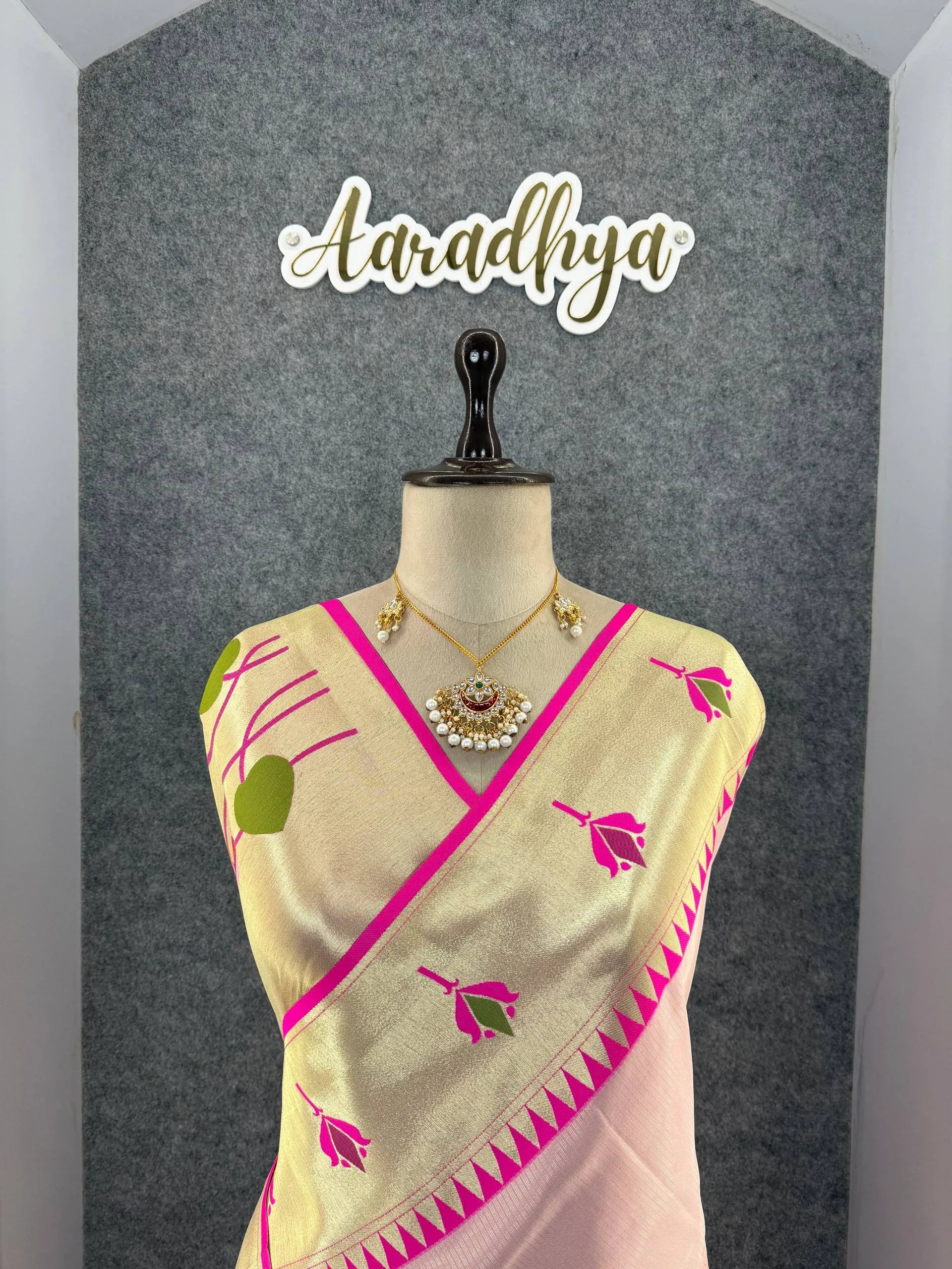 Soft Kanchipuram Tissue Paithani Lotus Silk Saree