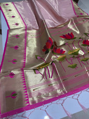 Soft Kanchipuram Tissue Silk Lotus Paithani Saree