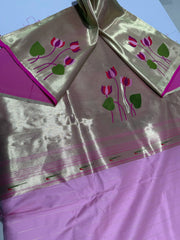 Soft Kanchipuram Tissue Silk Lotus Paithani Saree