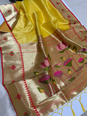Soft Kanchipuram Tissue Silk Lotus Paithani Saree
