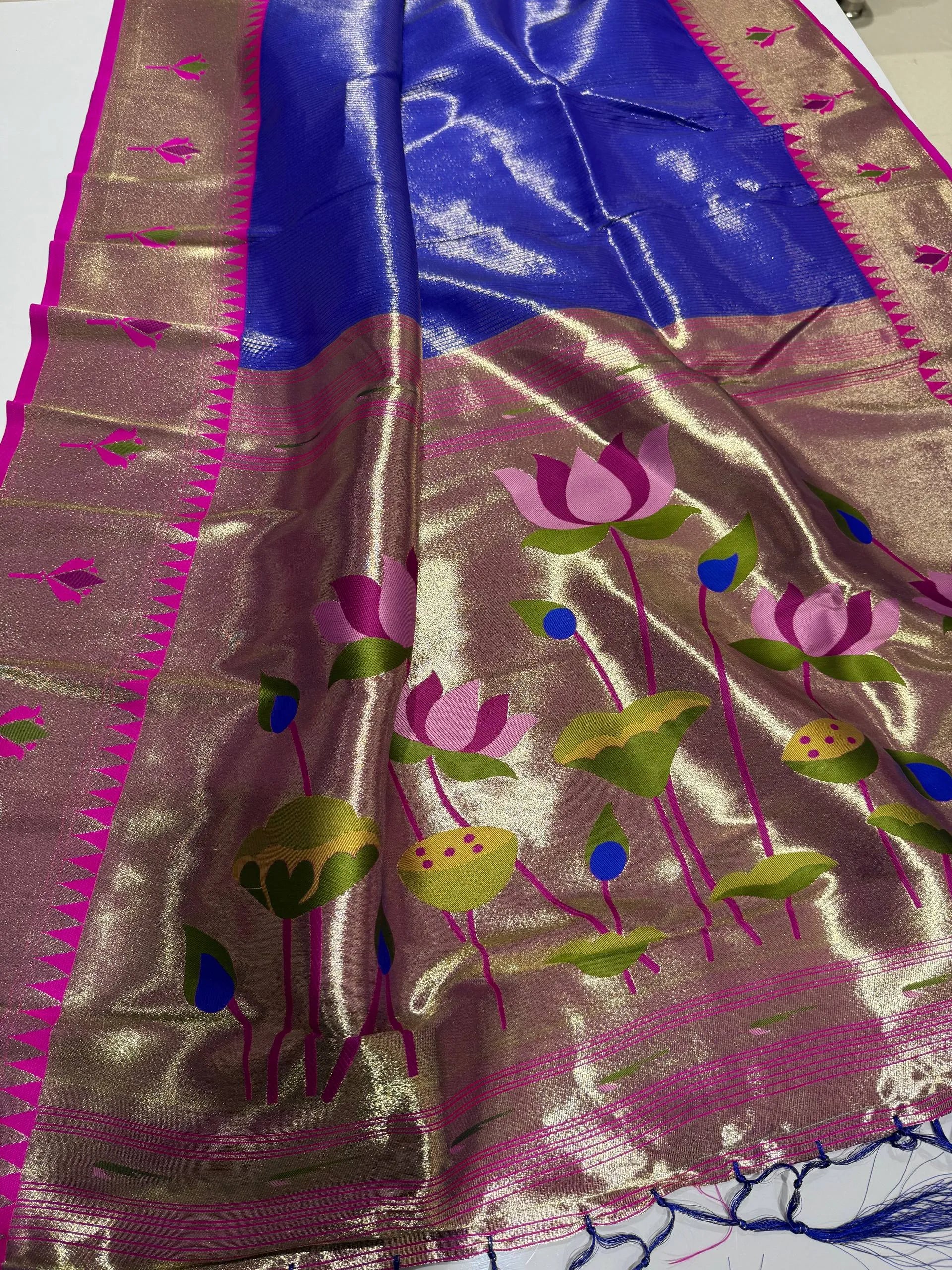Soft Kanchipuram Tissue Paithani Lotus Silk Saree