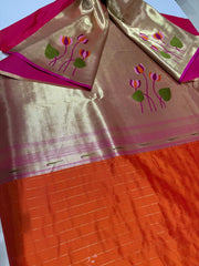 Soft Kanchipuram Tissue Silk Lotus Paithani Saree