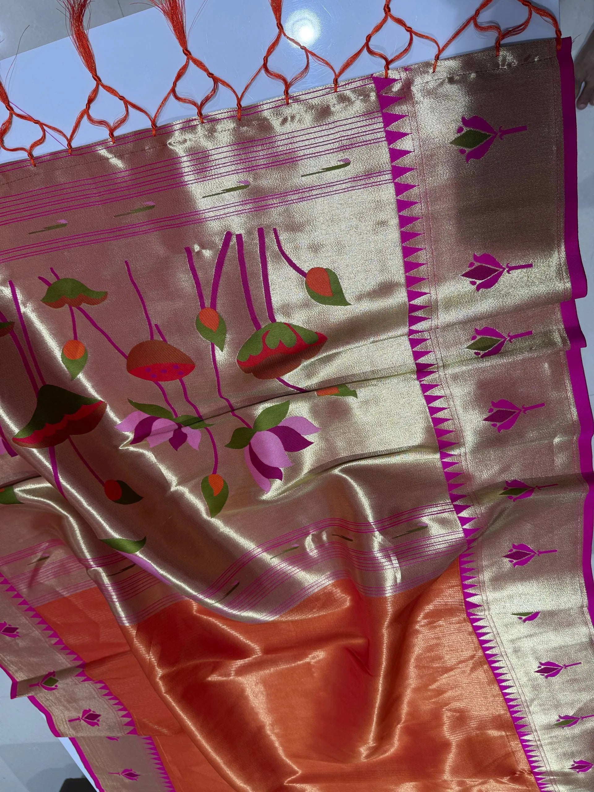 Soft Kanchipuram Tissue Paithani Lotus Silk Saree