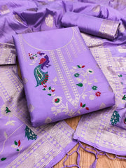 AE-018 – Peacock Motif Paithani Dress Material Set