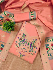 AE-004 – Soft Silk Unstitched Paithani Suits