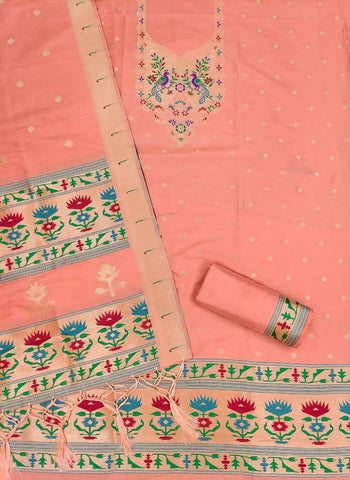 AE-004 – Soft Silk Unstitched Paithani Suits