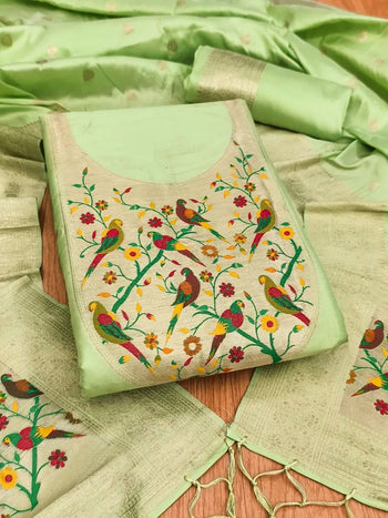 AE-006 – Designer Parrot Pattern Paithani Suit