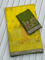 Dola SIlk Peacock Meenakari Weaving Banarasi Saree