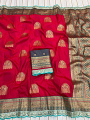 Heavy Banarasi Soft Silk Embroidery Work Lace Border Saree