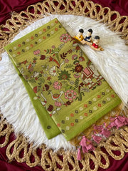 Soft Muga Cotton 3D Elephant Woven Paithani Saree