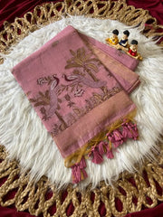 Soft Muga Cotton Double Morni Woven Paithani Saree