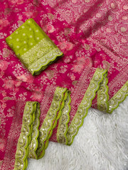 Dola Silk Zari Pallu woven Banarasi Saree