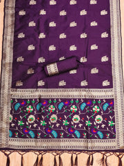AE-018 – Peacock Motif Paithani Dress Material Set