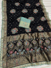 Dolla Silk Embroidery Work Lace Flowers Design Saree