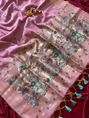 Soft Muga Cotton 3D Elephant Woven Paithani Saree