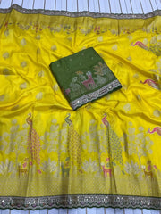 Dola SIlk Peacock Meenakari Weaving Banarasi Saree