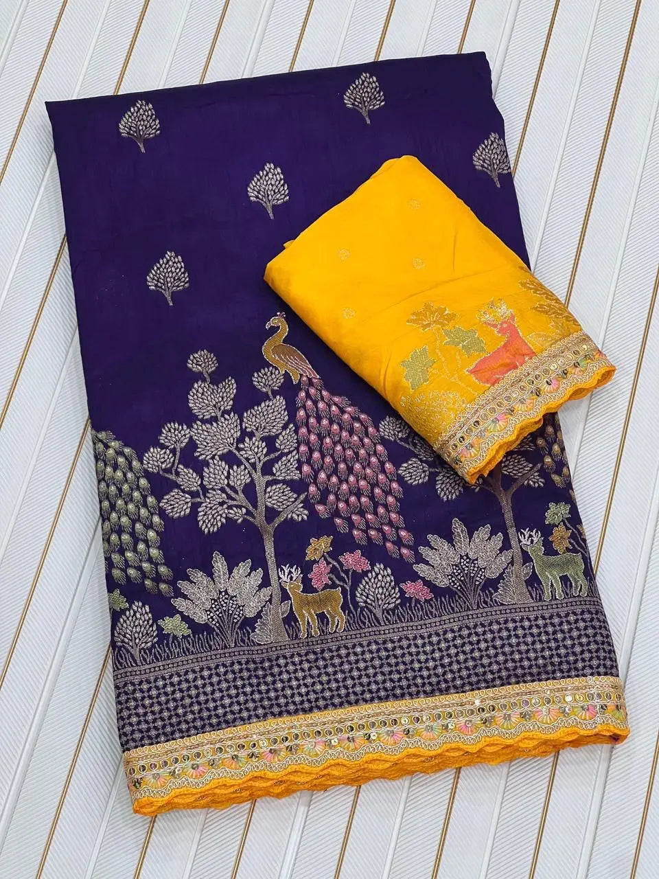 Dola SIlk Peacock Meenakari Weaving Banarasi Saree