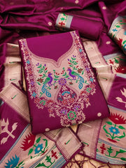 AE-004 – Soft Silk Unstitched Paithani Suits