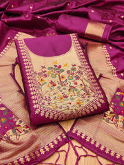 AE-010 – Premium Zari Bird Design Paithani Suit