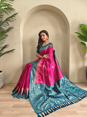 Dual Tone Designer Banarasi Soft Silk Saree