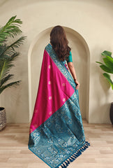 Dual Tone Designer Banarasi Soft Silk Saree