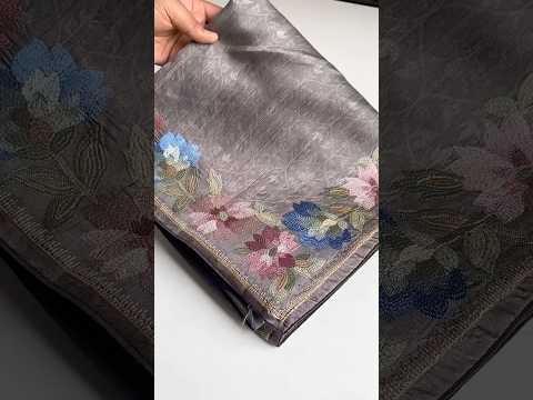 Tussar Silk Embroidery Floral Pattern Saree