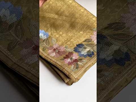 Tussar Silk Embroidery Floral Pattern Saree