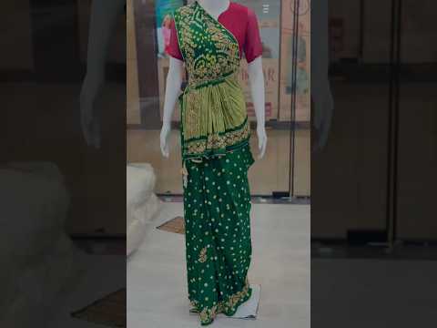 Pure Gaji Silk Lagdi Patta Gota Pati Hand Work Bandhani Saree