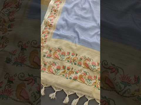 Premium Tussar Silk Hand Painted Print Saree