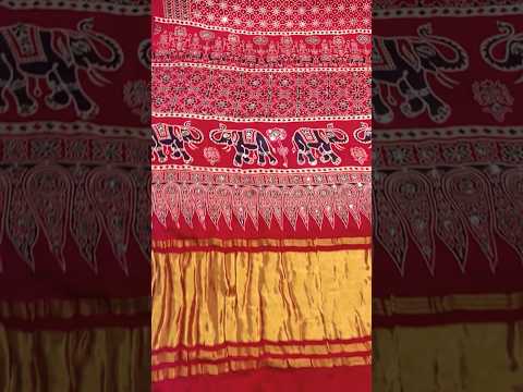 Original Mirror Hand Work Ajrakh Saree