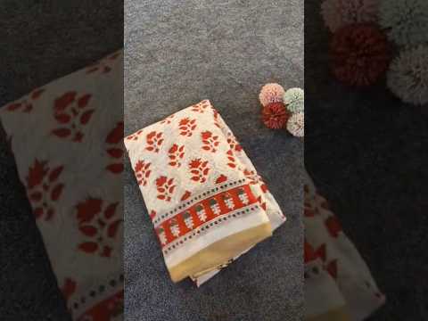 Pure Cotton Chanderi Ajarakh Printed Saree