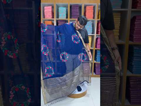 Viscose Georgette Embroidery Crown Thread Work Saree