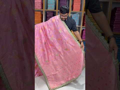 Heavy Dola Silk Weaving & Embroidery Border Saree (Unstiched Blouse)
