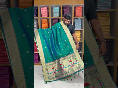 Dupatta - Pure Zari Traditional Peacock Motifs Paithani Dupatta