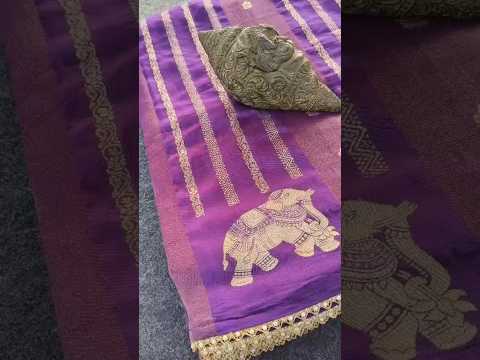 Pure Viscose Georgette Elephant Panel Saree