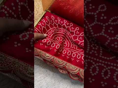 Pure Modal Silk Ajrakh Bandhani Saree with Lagadi Patta